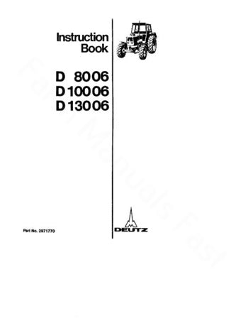 Deutz Fahr D10006, D13006, and D8006 Tractor Manual