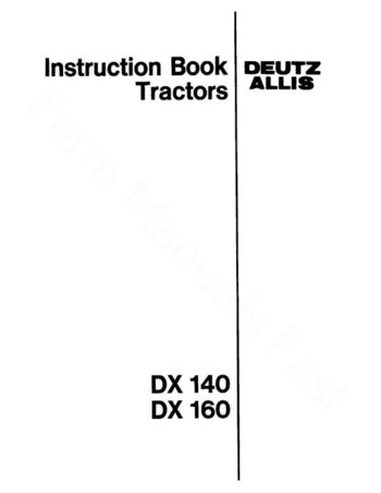 Deutz Allis DX140 and DX160 Tractor Manual