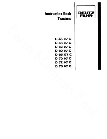 Deutz Fahr D4007, D4507, D4807, D5207, D6007, D6507, D7007, D7207, and D7807 Tractor Manual