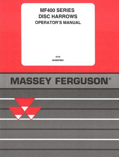 Massey Ferguson 400, 450, 460, and 470 Disc Harrow Manual