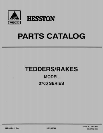 Hesston 3710, 3717, and 3750 Tedder Rake and Rotary Rake - Parts Catalog