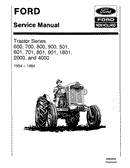 Ford 600, 700, 800, 900, 501, 601, 701, 801, 901, and 1801 Tractors - COMPLETE Service Manual