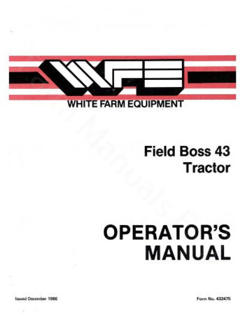 Activate-In-April-White 43 Field Boss Tractor Manual