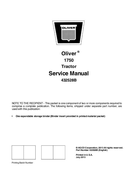 Oliver 1750 Tractor - Service Manual