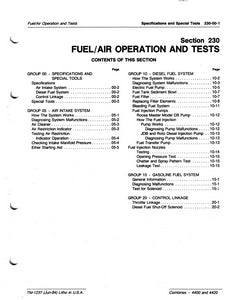John Deere 4400 and 4420 combine "Fuel/Air Operation and Tests" - Technical Manual