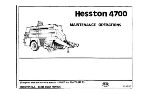 Hesston 4700 Big Square Baler Manual