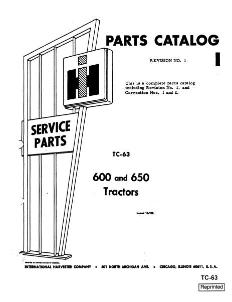 International 600 and 650 Tractor - Parts Catalog
