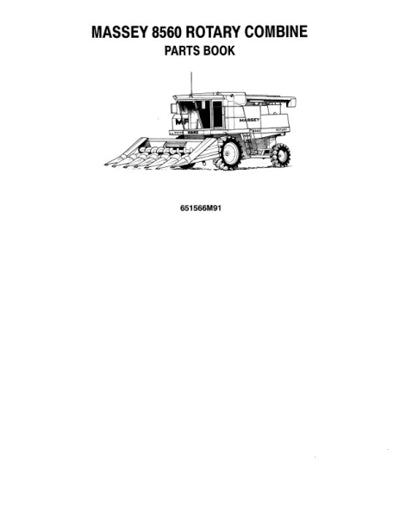 Massey Ferguson 8560 Combine - Parts Manual