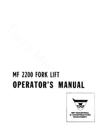 Massey Ferguson 2200 Forklift Manual