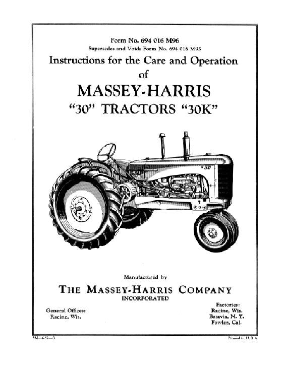 Massey-Harris 30 and 30K Tractor Manual