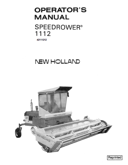 New Holland 1112 Speedrower Manual