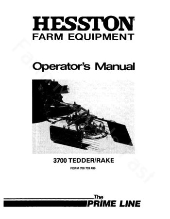 Hesston 3700 Hay Rake Manual
