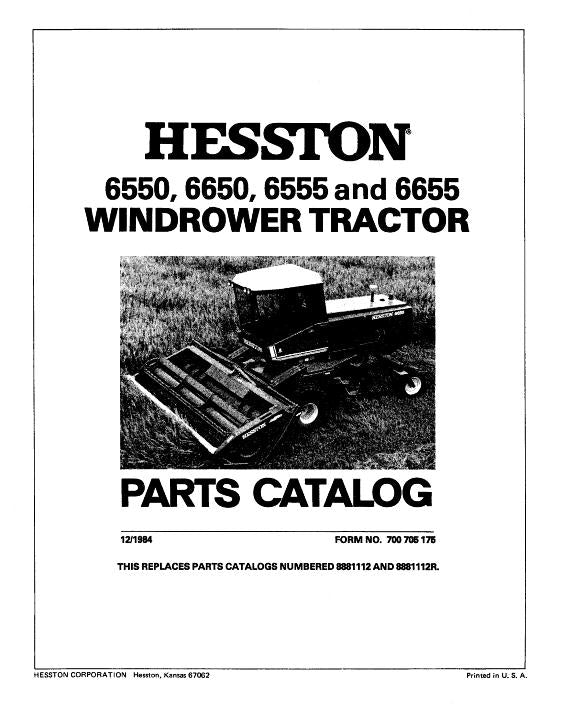 Hesston 6550, 6555, and 6655 Windrower - Parts Catalog