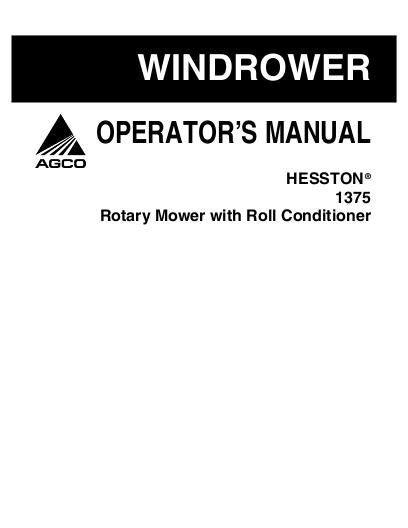 Hesston 1375 Mower/ Conditioner Manual