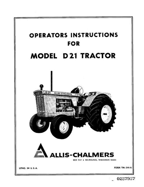 Allis-Chalmers D21 Series 1 (3400 Engine) Tractor Manual