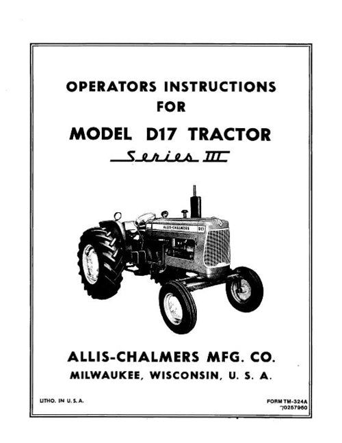 Allis-Chalmers D17 Series III Tractor Manual