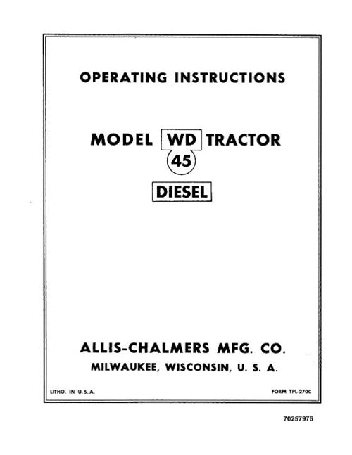 Allis-Chalmers WD45 Tractor Manual