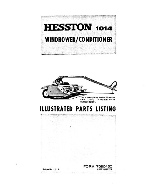 Hesston 1014 Mower Conditioner - Parts Catalog