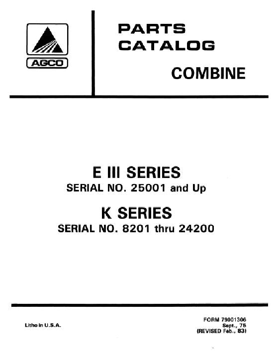 Gleaner K and E3 Combine - Parts Catalog