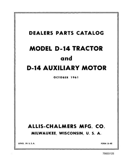 Allis-Chalmers D14 Tractors  - Parts Manual