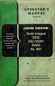 John Deere Semi Integral Side Delivery Rake Operator's Manual