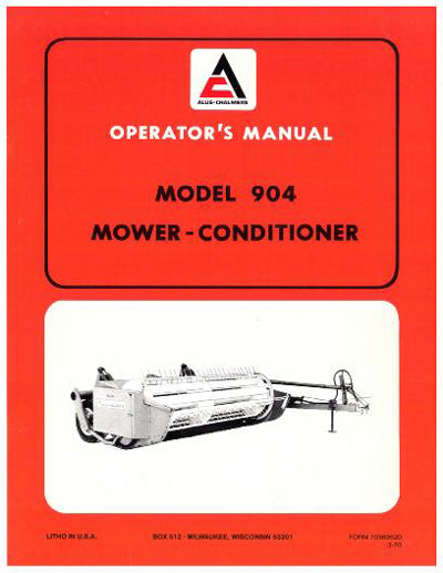 Allis-Chalmers 904 Mower Conditioner Manual
