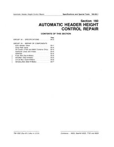 John Deere 6620, SideHill 6620, 7720 and 8820 Combine "Automatic Header Height Control Repair" - Technical Manual