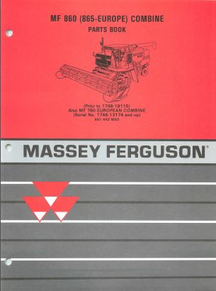 Massey Ferguson 860 Combine - Parts Book