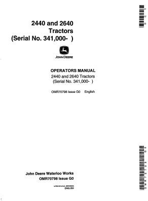 John Deere 2440 and 2640 Tractor Manual