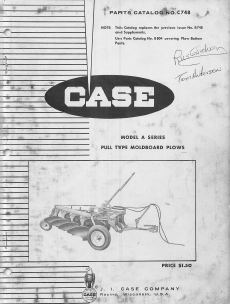 Case Model A Series Plow - Parts Catalog