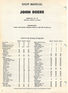 John Deere 50, 60, and 70 Tractor - Service Manual