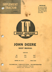 John Deere 40, 320, 330, 420, 430, and 440 Tractors - Service Manual
