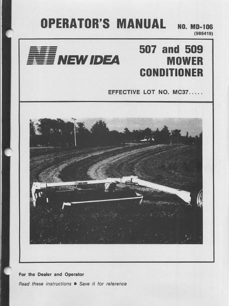 New Idea 507 and 509 Mower/ Conditioner Manual