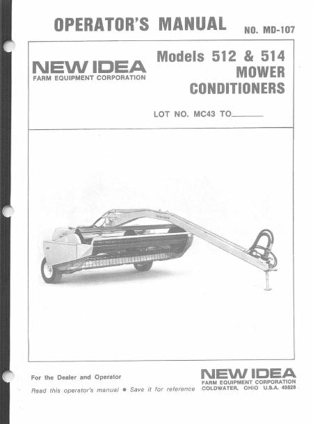 New Idea 512 and 514 Mower Conditioner Manual