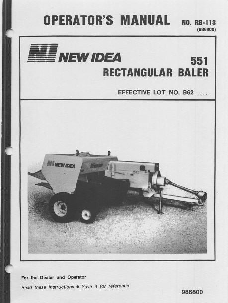 New Idea 551 Baler Manual
