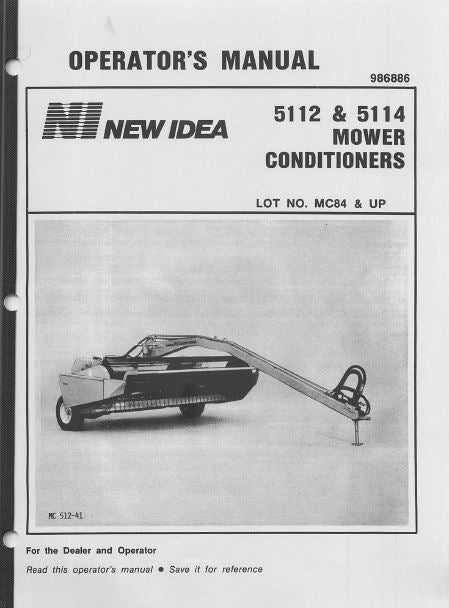 New Idea 5112 and 5114 Mower Conditioner Manual