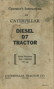 Caterpillar Diesel D7 Tractor/Bulldozer Manual