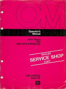 John Deere 763 Agricultural Bulldozer Manual