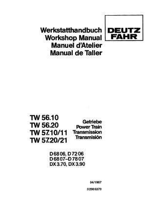 Deutz Fahr D6806, D7206, D6807, D7807, DX3.70, and DX3.90