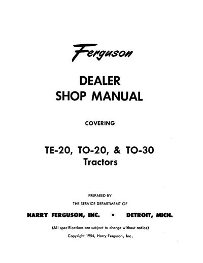 Ferguson TE-20, TO-20, and TO-30 - Service Manual