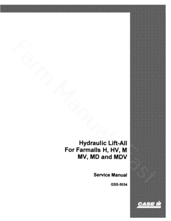 International H, HV, M, MD, MDV, MV, Super MD and Super MDV Tractor - Service Manual