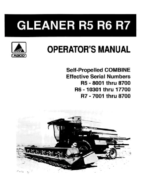 Gleaner R5, R6, and R7 Combine Manual | Farm Manuals Fast