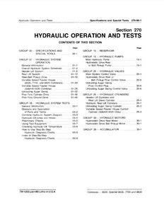 John Deere 6620, SideHill 6620, 7720 and 8820 Combine "Hydraulic Operation and Tests" - Technical Manual