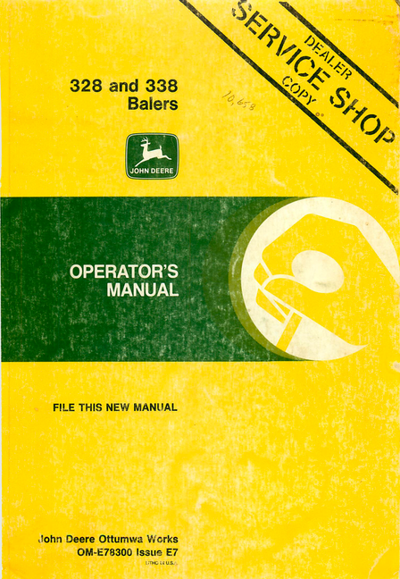 John Deere 328 and 338 Hay Baler Manual