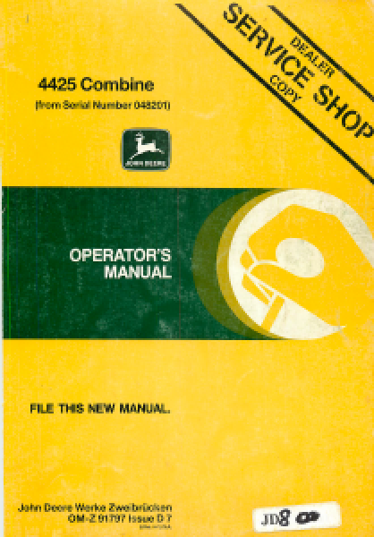 John Deere 4425 Combine Manual