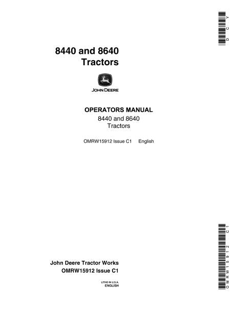 John Deere 8440 and 8640 Tractors Manual