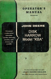 John Deere Disk Harrow Model KBA Manual
