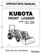 Kubota LA272, LA302, LA352, and LA402 Loader Manual