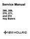 New Holland 268, 269, 270, 271, and 272 Hay Baler - Service Manual