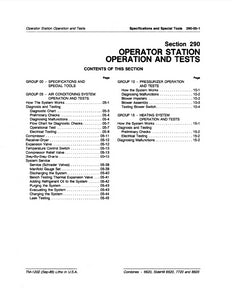 John Deere 6620, SideHill 6620, 7720 and 8820 Combine "Operator Station Operation and Tests" - Technical Manual